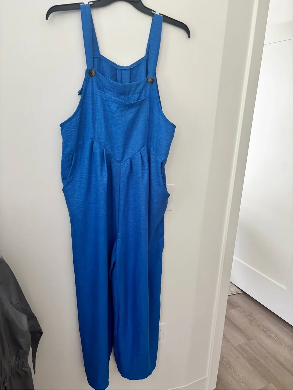 Bright Blue Wide-Leg Overalls Jumpsuit